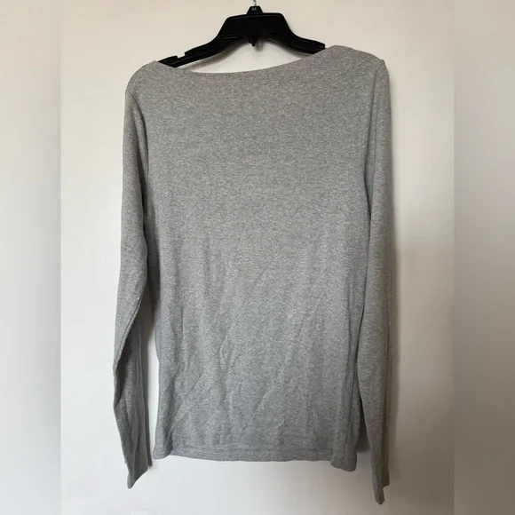 Gap Long Sleeve Modern Boatneck Tee Heather Grey L Tall - Picture 2 of 4